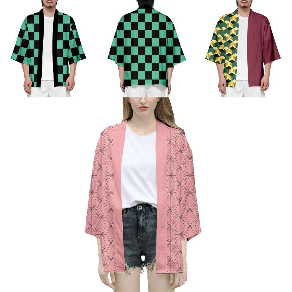 Haori Kimono Larga Traspirante di Alta Qualità Anime Demon Slayer Kimetsu No Yaiba Kamado Nezuko Cosplay Top