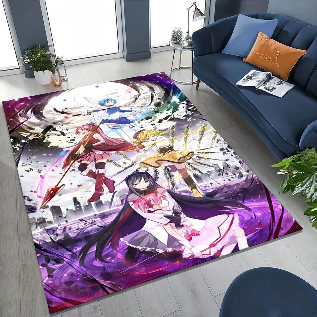 Cartoon Puella Magi Madoka Magica Girl Anime Rug for Bedroom Living Room Sofa Home Doormat Decor,Large Kids Non-slip Floor Mat