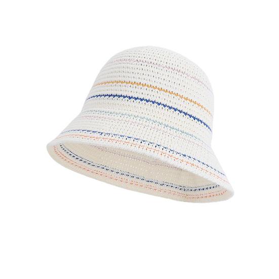 Fisherman Hat Colorful Striped Pattern Short Brim Sun Protection Hat Hollow Breathable Outdoor Activities Travel Beach Sun Hat