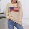 Womens Oversized Retro Knit Sweater With Embroidered Floral Loose Fit Crewneck Pullover In Soft Faux Fur Fabric