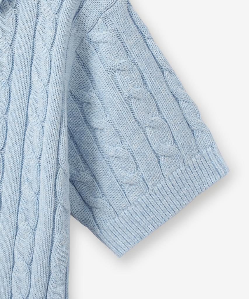 MINAV Soft Cotton Cable Collar Knit [Pastel Blue]