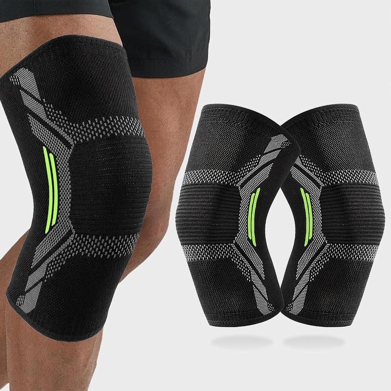 

2 Pack Knee Brace for Women Man, Knee Compression Sleeve for Knee Pain Relief, Knee Sleeves for Arthritis Pain, Knee Support for S зелёный