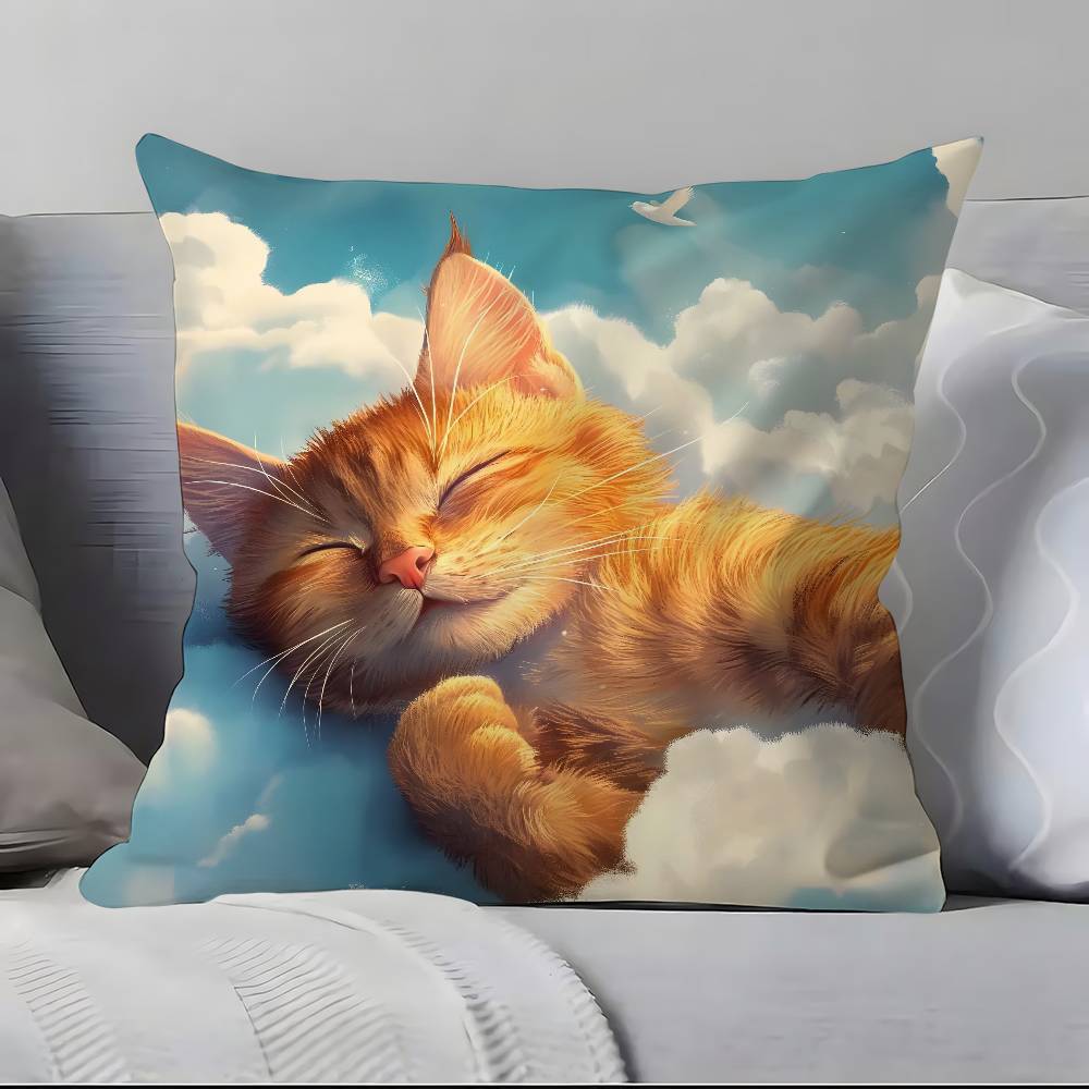 Cute Oil Painting Colorful Cat Pillow Case Pillowcase Soft Skin Friendly & Comfortable With A Hidden Zipper