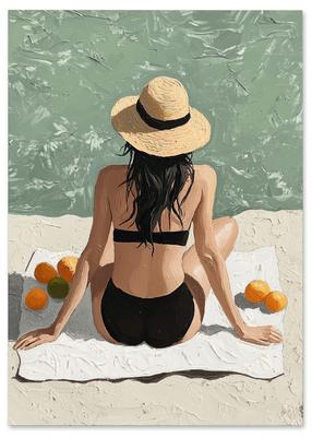 Poster Beach Black Swimsuit