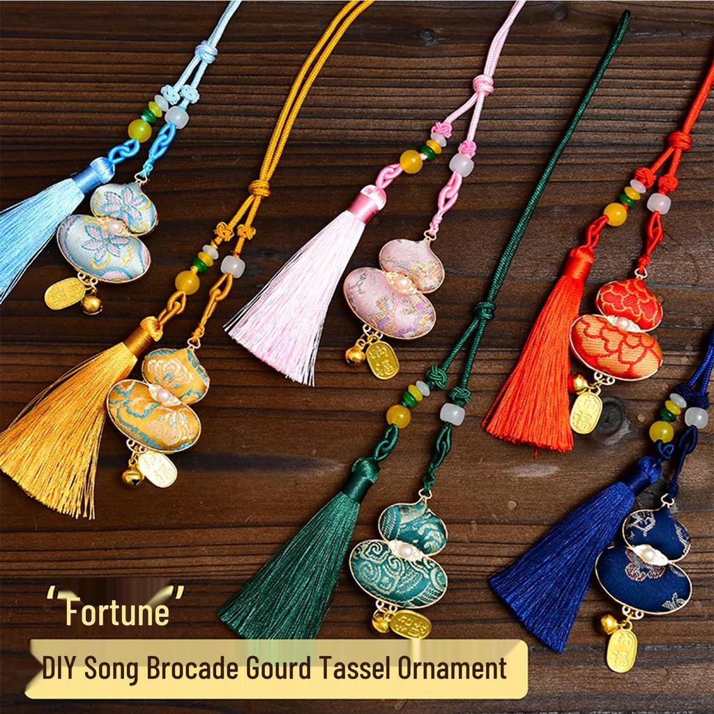 Handmade Gourd Brocade Ornament Keychain Material Kit - Mid-Autumn Festival Parent-Child Gift
