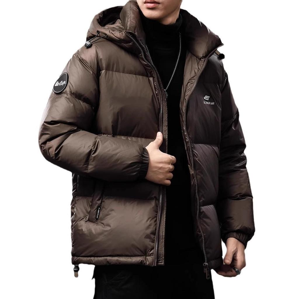 Men's Italian Winter Thick Hooded Down Jacket - 90% Duck Down, Short, Loose, Plus Size Puffer.
