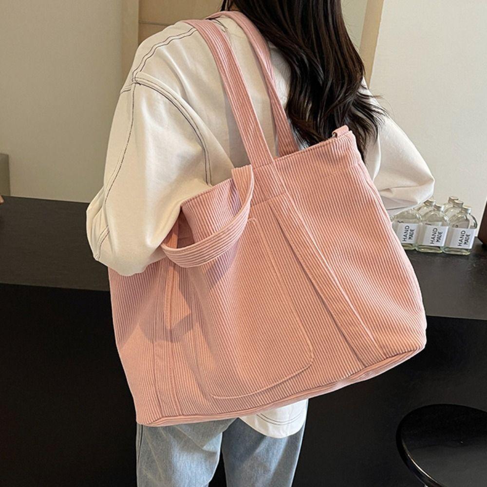 Large Capacity Canvas Tote Bag Casual Crossbody Bag Casual Corduroy Shoulder Bag  Women