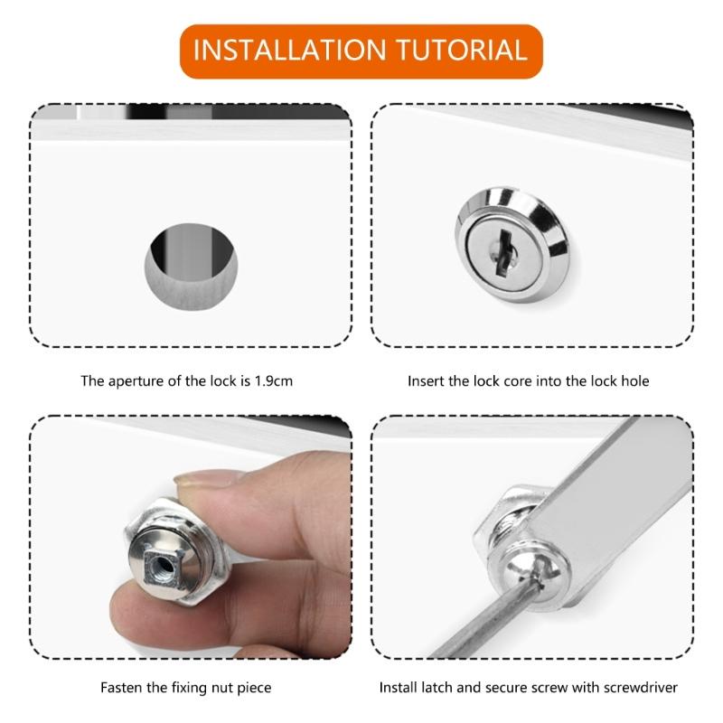 4 Set Mailbox Lock  Cylinder Cams Lock with Key  Cupboard Door Lock Quick Fixing Upgrades for Office Cabinets &  Door