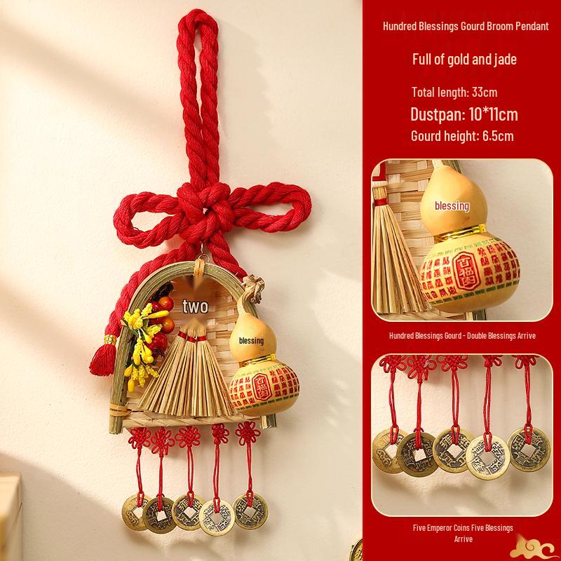 Chinese Knot Gourd Fu Broom Door Pendant - New Home Decoration & Housewarming Gift 2025