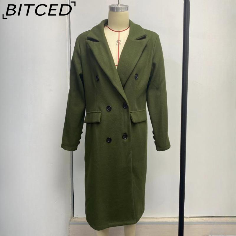 BITCED Women's Vintage Casual Lattice Print Autumn Winter Long Sleeve POLO Neck Jackets & Coats