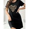 Sommerkleid für Damen mit Leopardenmuster und Herzmuster, Freizeitkleid