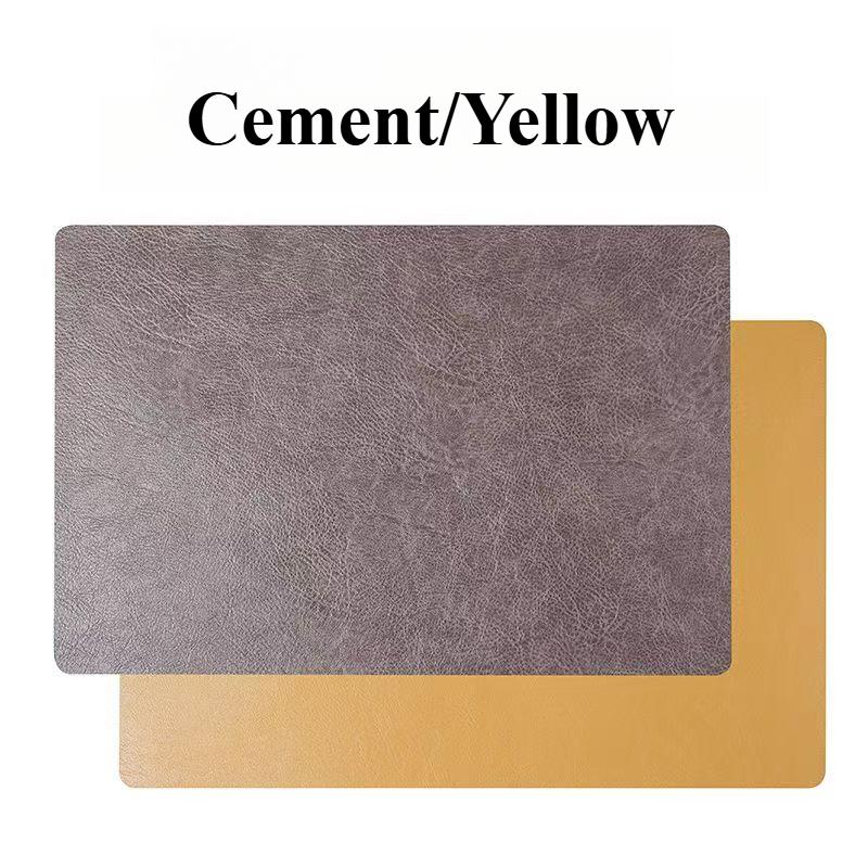 Inmos 4PC Cowhide-style Waterproof and Oil-resistant Faux Leather Table Mat Double-sided Rectangular Placemat Wash-free Design