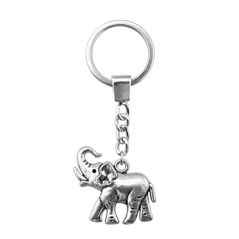 Pendentifs Porte-clés Éléphant Amoureux des Animaux Bijoux en Métal Artisanat Anneau 30mm