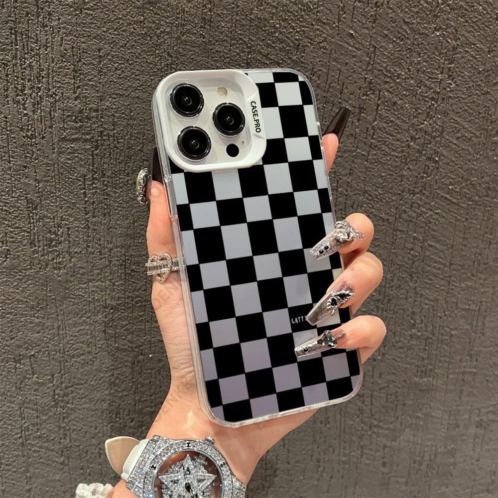 Modern Geometric Checkered Pattern Phone Case For iPhone 11 12 13 14 15 16 Pro Max 7 8 14 15 16 Plus X XR XS Max Protection Case