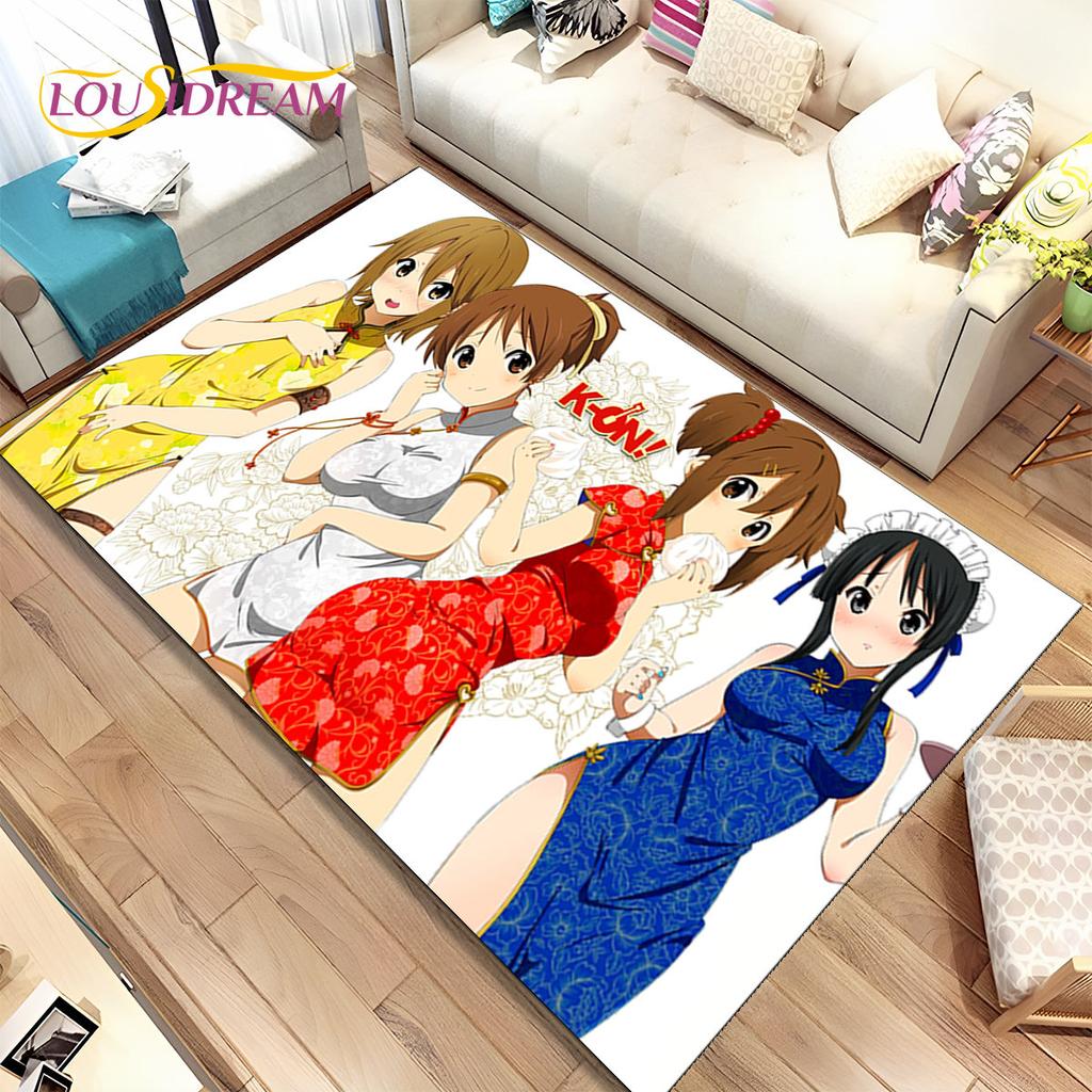 K-ON Kreskówka Urocza Lolita Kawaii Dziewczyny Dywanik Obszarowy, Dywanik Dywanowy do Salonu Sypialni Sofa Wycieraczka Dekoracja, Antypoślizgowa Mata Podłogowa 3D
