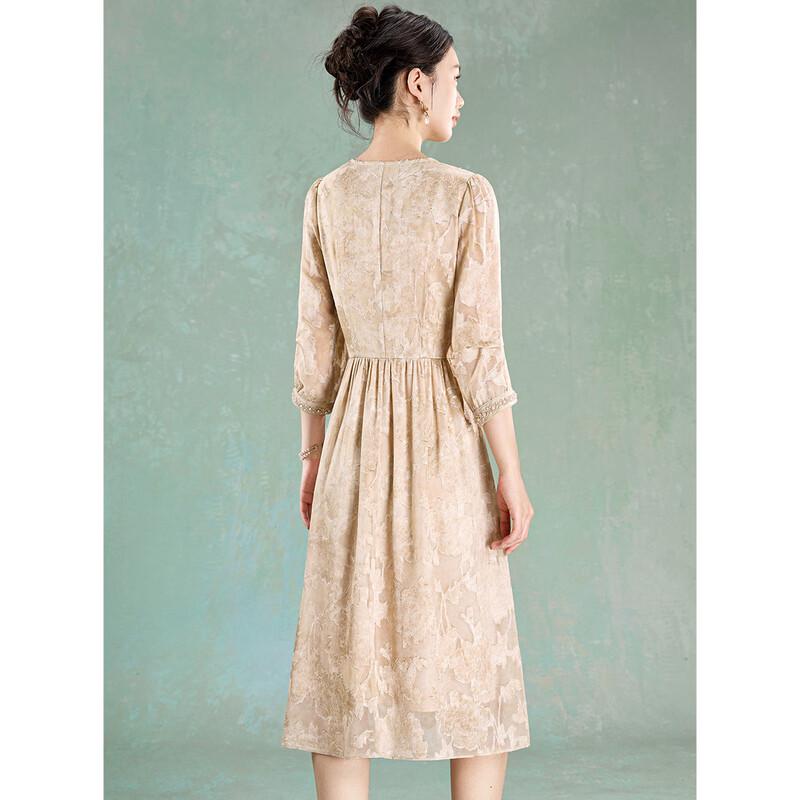 Summer Lace Sequin Beaded V-Neck A-Line Midi Dress