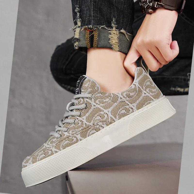 Fashion 2025 Men's Canvas Shoes Spring Breathable Wear Designer Vulcanize Shoes Male Fashion  Non-slip Men Soft Elastic Chunky Sneakers