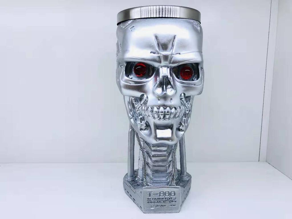 New T800 T2 Skull Terminator Endoskeleton 2 Head Stainless Steel Goblet Resin Model Toy Collection gift 300-400ml