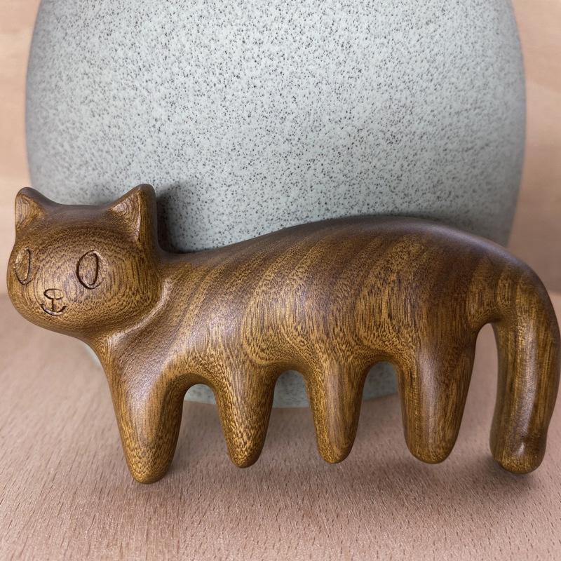 Cat Massage Comb Body Meridian Massage Comb Sandalwood Five Wide Tooth Comb Acupuncture Blood Circulation