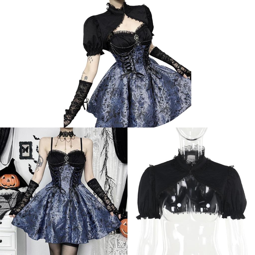 Gothic Dark Style Twopiece Dress Set With Jacquard Fabric For Streetwear Fashion