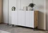 Modern 120cm Chest of Drawers for the Living Room On Artisan Legs, White MDF Fronts, Grooved