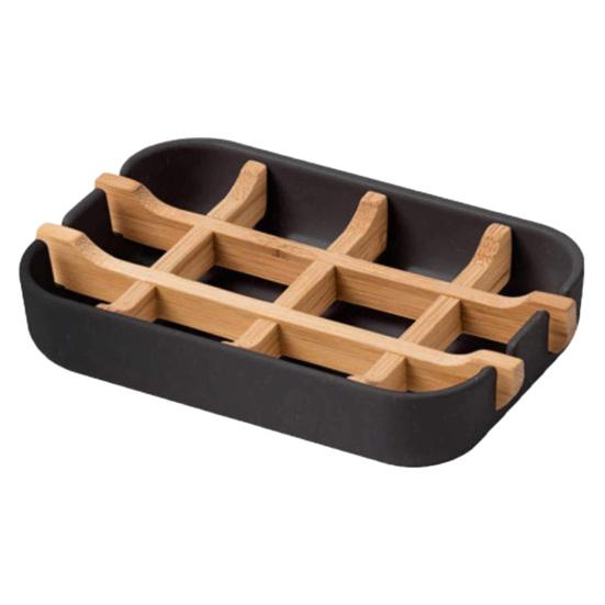 Portable Bamboo Fiber Shower Soap Holder Draining Box Kitchen Bathroom Supplies