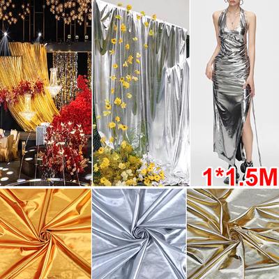 100x150cm Elastiskt Lyxigt Utseende Klädmaterial DIY Hantverk Bröllopsdekor Tyg Fest Silver/Guldtyg Bekvämt