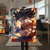 1pz Coperta in Flanella con Stampa Son Goku, Alta Qualità per Tutte le Stagioni, Decorazione per la Casa, Calore e Comfort, Perfetta per Regali di Natale