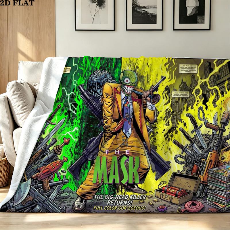 The mask Print Flannel Blanket High Quality Warm Comfortable Cover for All Seasons Perfect for Gifts Home Decor