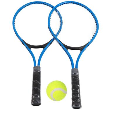 Raquete de tênis infantil de liga de ferro para iniciantes, raquete de prática com bola e bolsa de transporte(Azul)