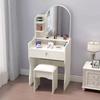 Compact Modern Makeup Dressing Table with Sliding Mirror and Integrated Storage
