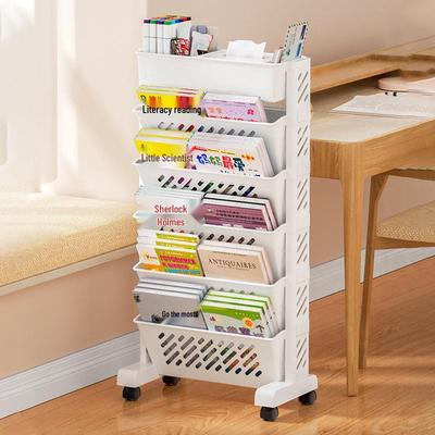 Libreria e Organizer da Scrivania da Parete con Tavolo Mobile e Carrello