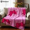 Roze Strik Lijntekening Anime Cartoon Flanellen Deken Zacht Warm Plaid voor Slaapkamer Bank Auto Kinderen Vakantiecadeau