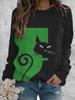 Ethnic-Style Japanese Mallow Wave Print Sweatshirt with Round Collar - 2024 Autumn/Winter Collection