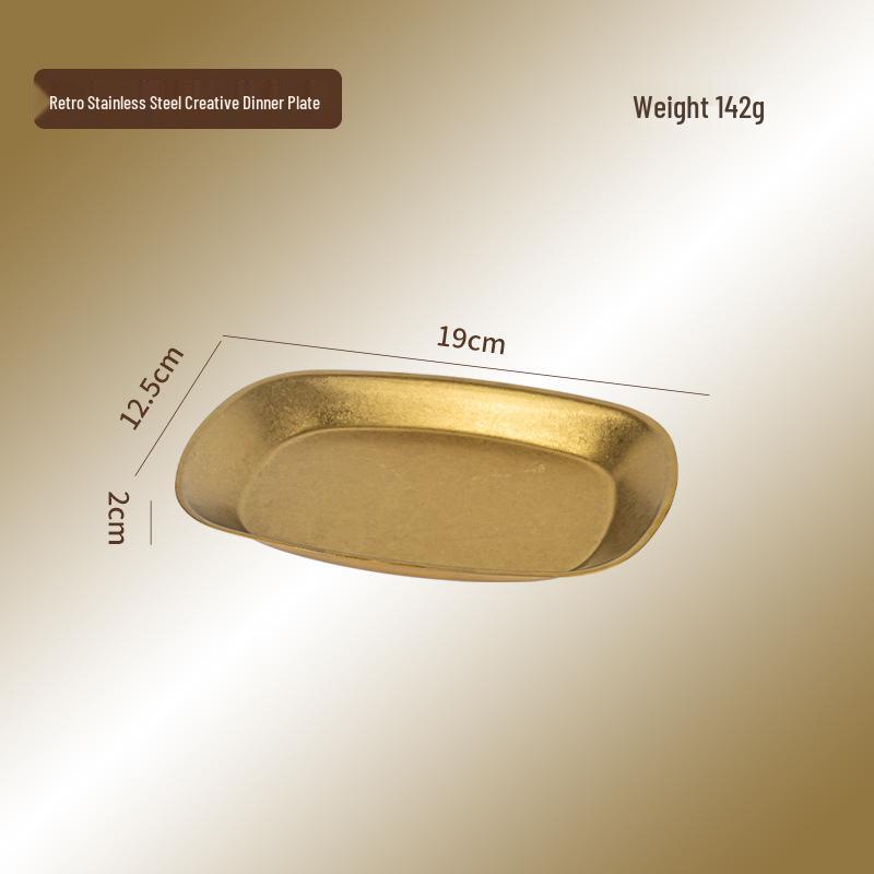 Vintage Stainless Steel Deep Dinner Plate for Snacks, Fried Chicken, and BBQ Outdoor Picnics