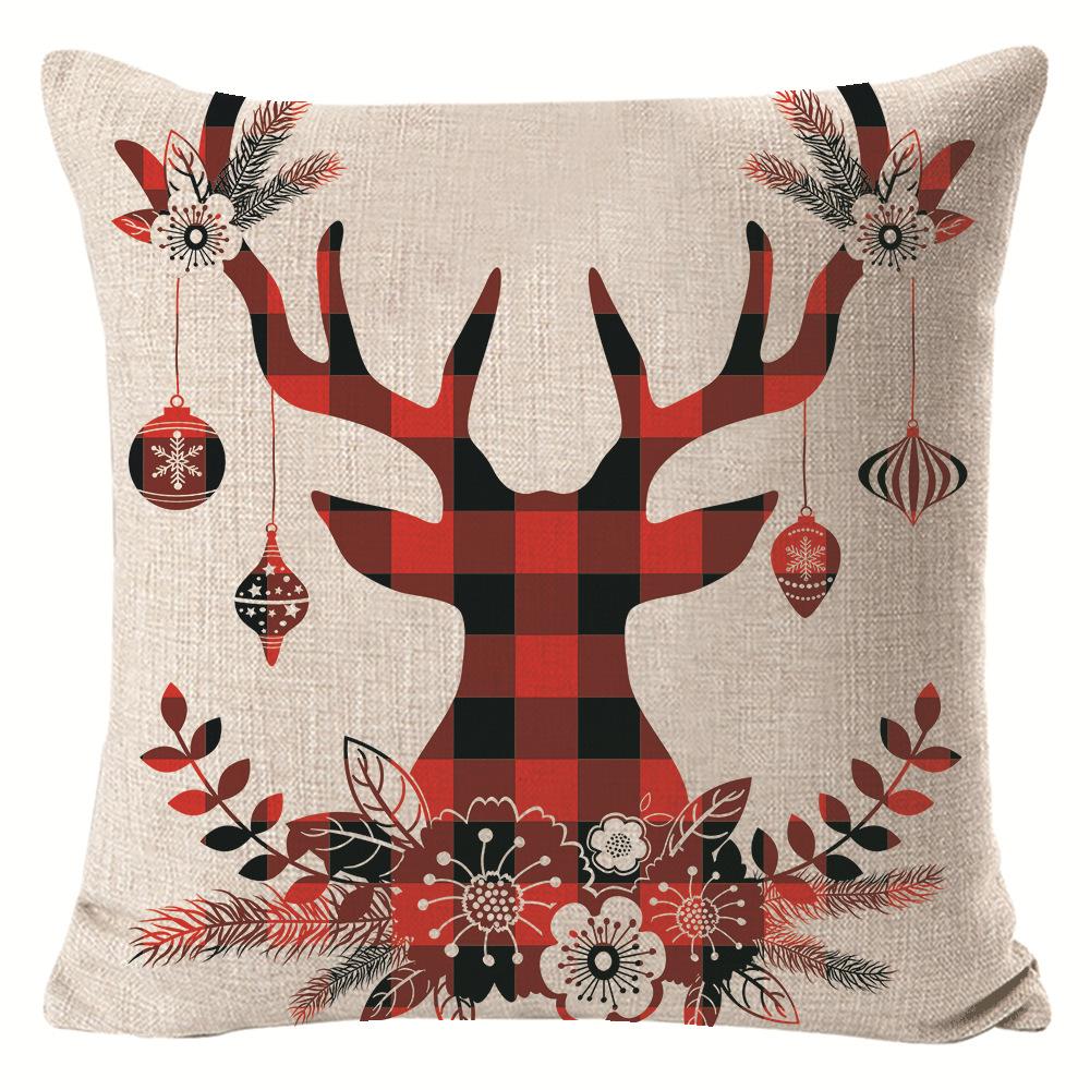 New Christmas Pillow Cover Elk Linen Print Pillow Cushion Cover Sofa Decorative Cushion
