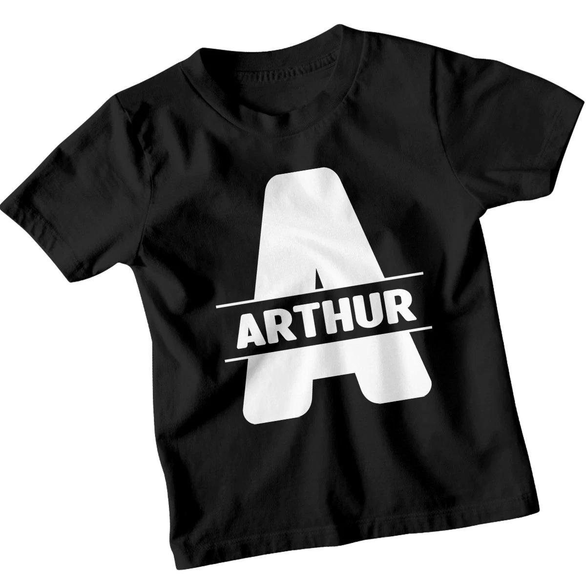 Personalised Initial A Arthur Boys Kids T-Shirt Custom Name Tee 130