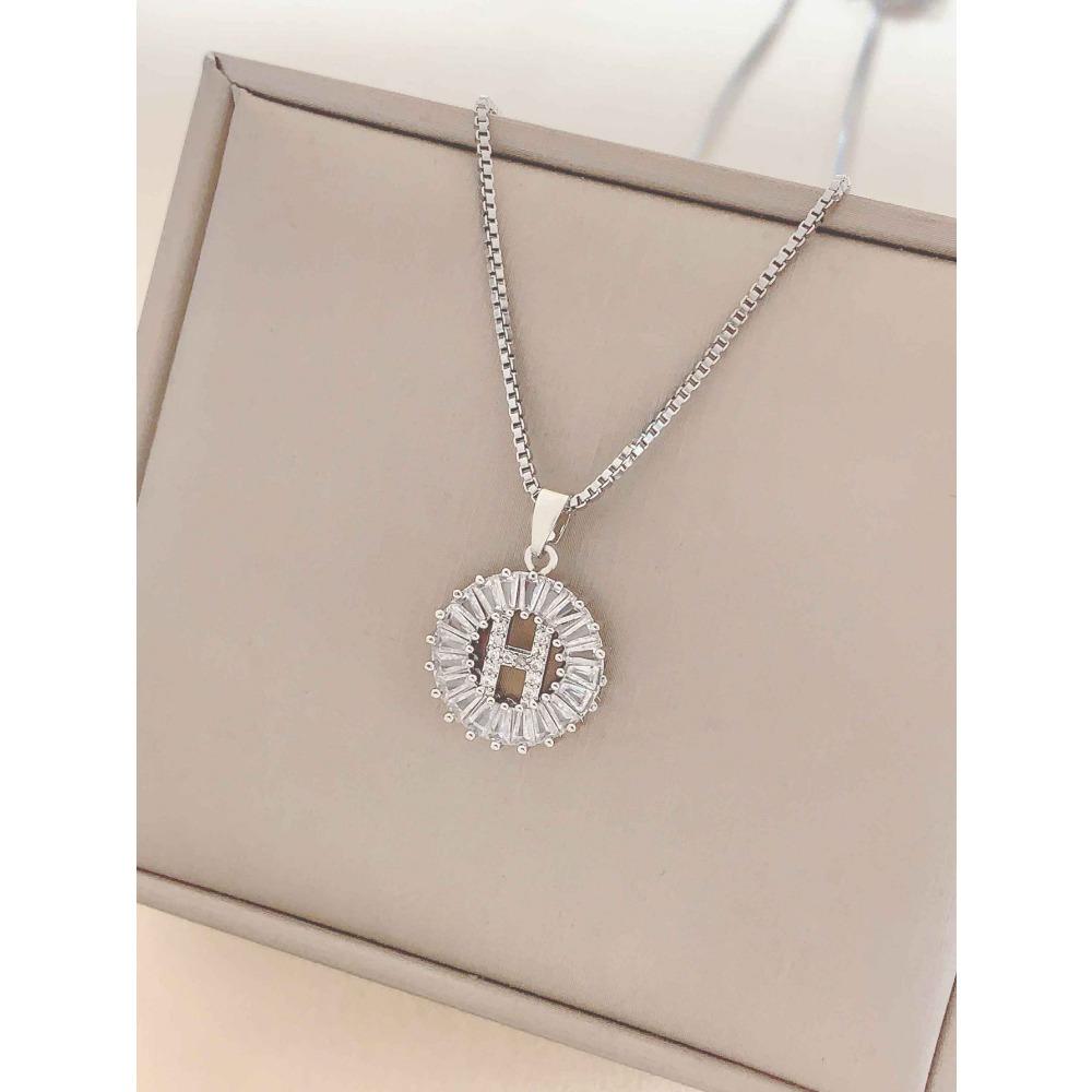 Necklace Does Not Fade, Women's Summer Square Circle Letter Necklace, Titanium Steel Necklace, Versatile High-end Clavicle Chain