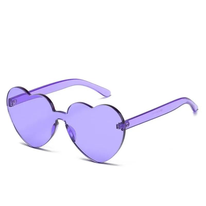 Heart Sunglasses For Women Men Rimless Eyewear Uv400 Female Pink Green Yellow Blue Orange Purple Brown Sun Glasses