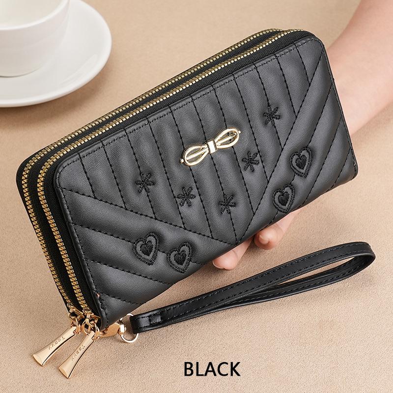 Новый женский кошелек для девочек длинный большой емкости модный кошелек на молнии чёрный 826₽