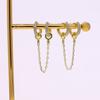 2026 New Years Gift Double Circle Link Tassel Chain Hoop Earring Micro Paved CZ Geometric Circle Double Piercing Ear Jewelry