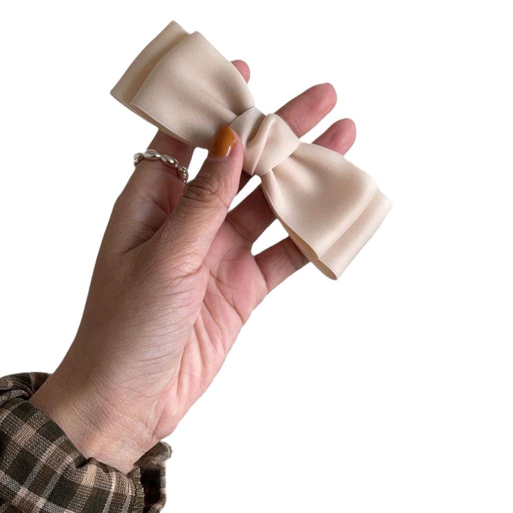 Women Korean Fashion Big Bow Spring Hair Clips Elegant Headwear for Girls Black Pink Hair Pin Simple Barrettes Hair Accessories