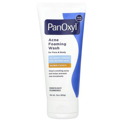Acne Foaming Wash for Face and Body, 10% Benzoyl Peroxide, Maximum Strength, 3 Oz (85 G)