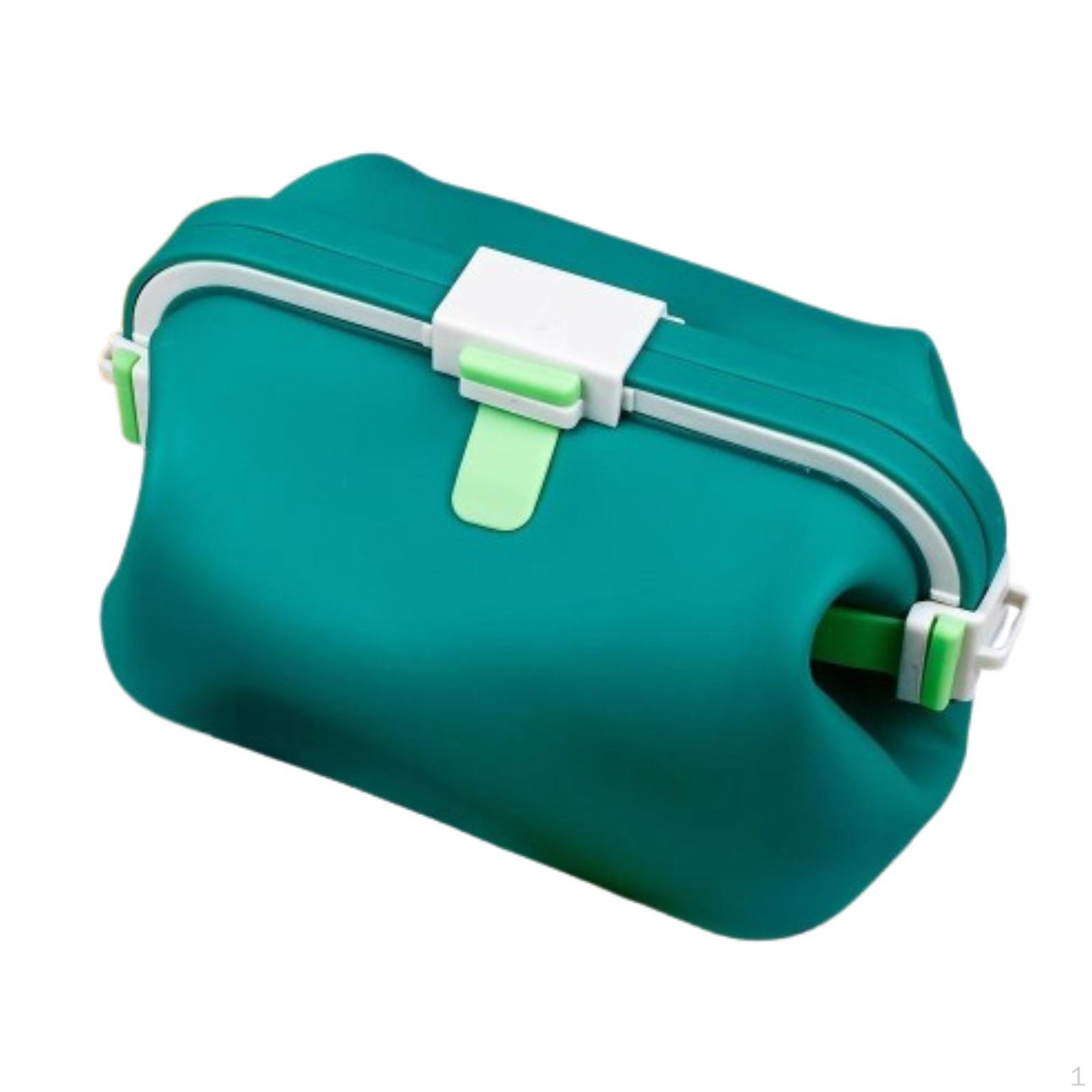 

Силиконовый ланч-бокс с большим пространством для хранения еды и косметичка для походов темно-зеленого