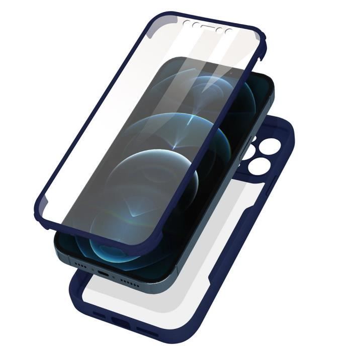 Protective Case - PROSHOP - for iPhone 12 Pro - 360° - Semi-rigid - Transparent Around Blue