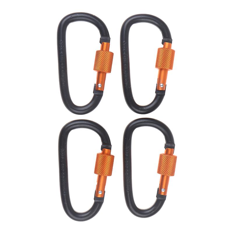 4Pcs 7.5*4.0cm D-shape Aluminum Alloy Carabiner Clips With Screw Gate Carabiners Hiking Clips EDC Outdoor Camping Equipment Hook