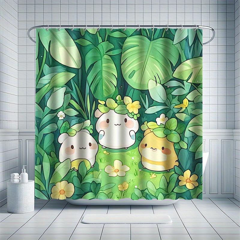 

Cartoon Hamster Shower Curtain Set - Three Hamsters In Grass, Waterproof Polyester, Bathtub Partition, Modern Bathroom Decor W60H190(CM)-1 Pcs