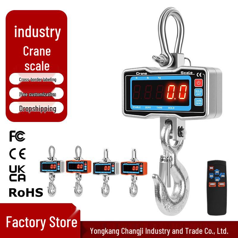 Precise Digital Crane Scale: 2000kg Capacity Hanging Hook with Display