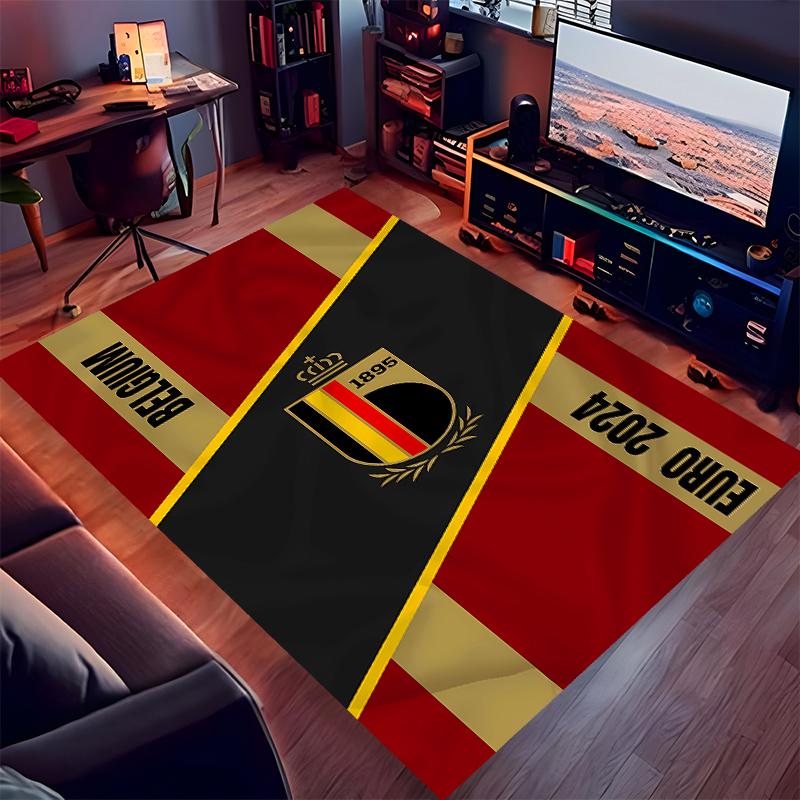 1pc Football Club Logo Print Area Rug - Soft, Washable Non-Slip Indoor Mat for Office Chairs, Living Room, Home Office Decorative Rug