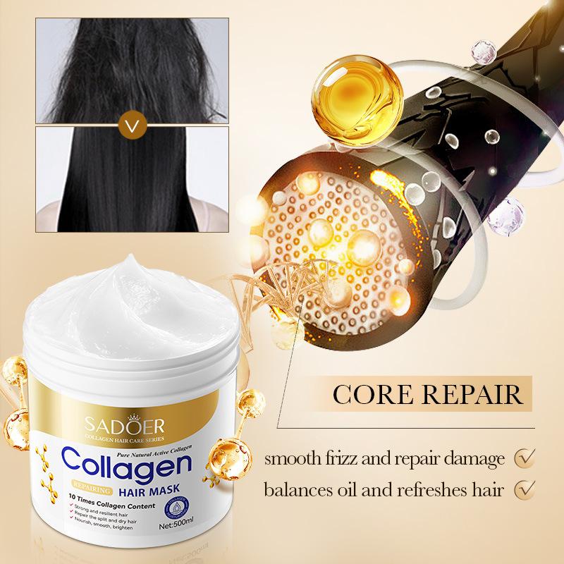 Maschera Lisciante al Collagene 500ml SADOER Balsamo Nutriente Volumizzante
